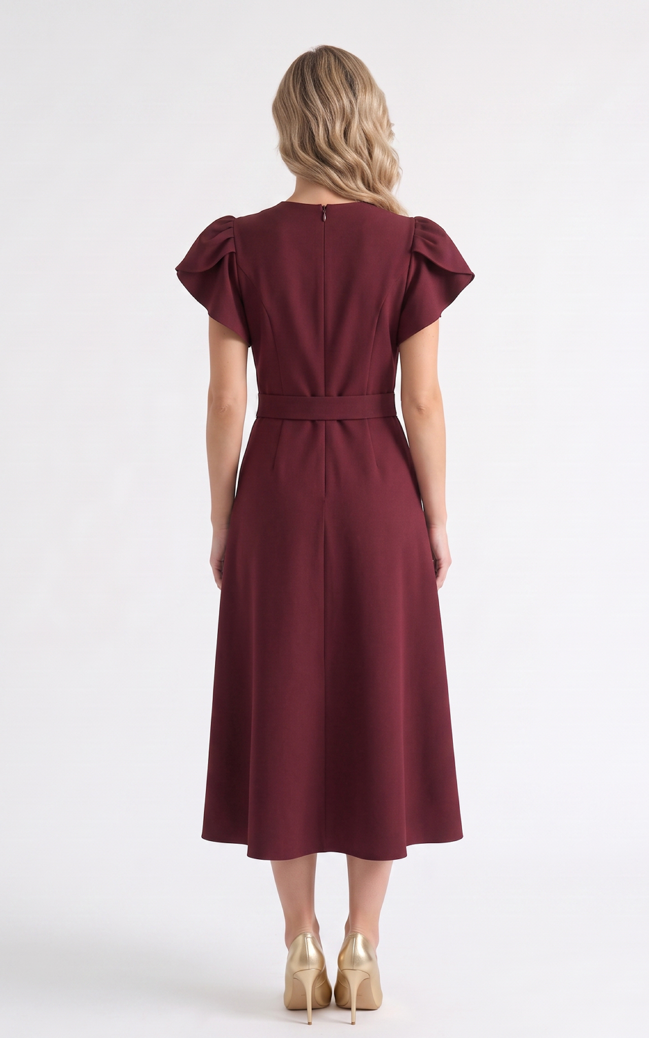 Rochie din stofa Huxley bordo [4]