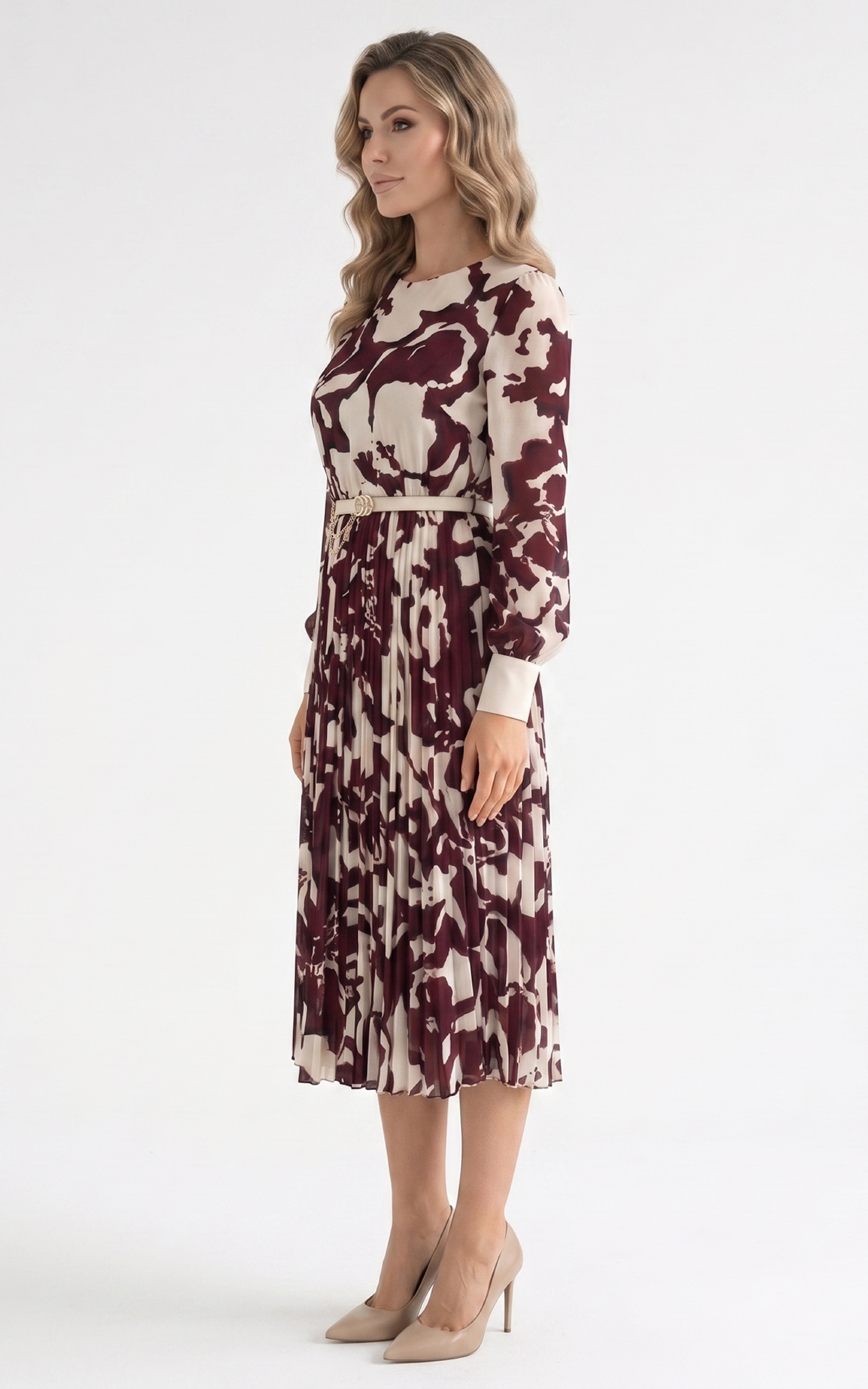 Rochie din voal vaporos Hera bordo [2]