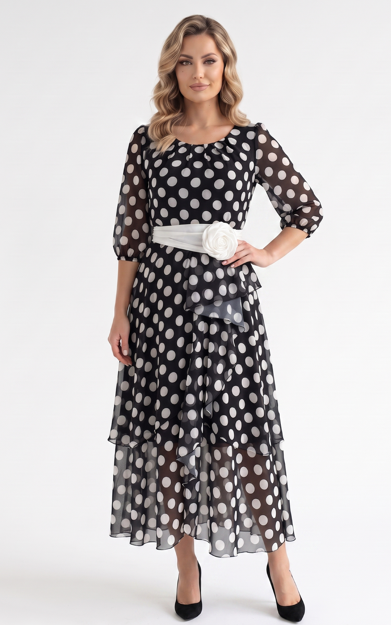 Nou - Rochie de vara, din voal vaporos cu elastic in talie Hania neagra