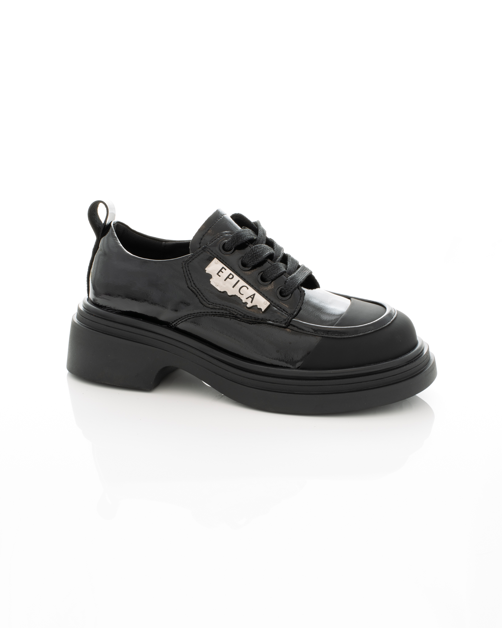 Pantofi de piele Epica de piele - 3730 - 3 cm negri [2]