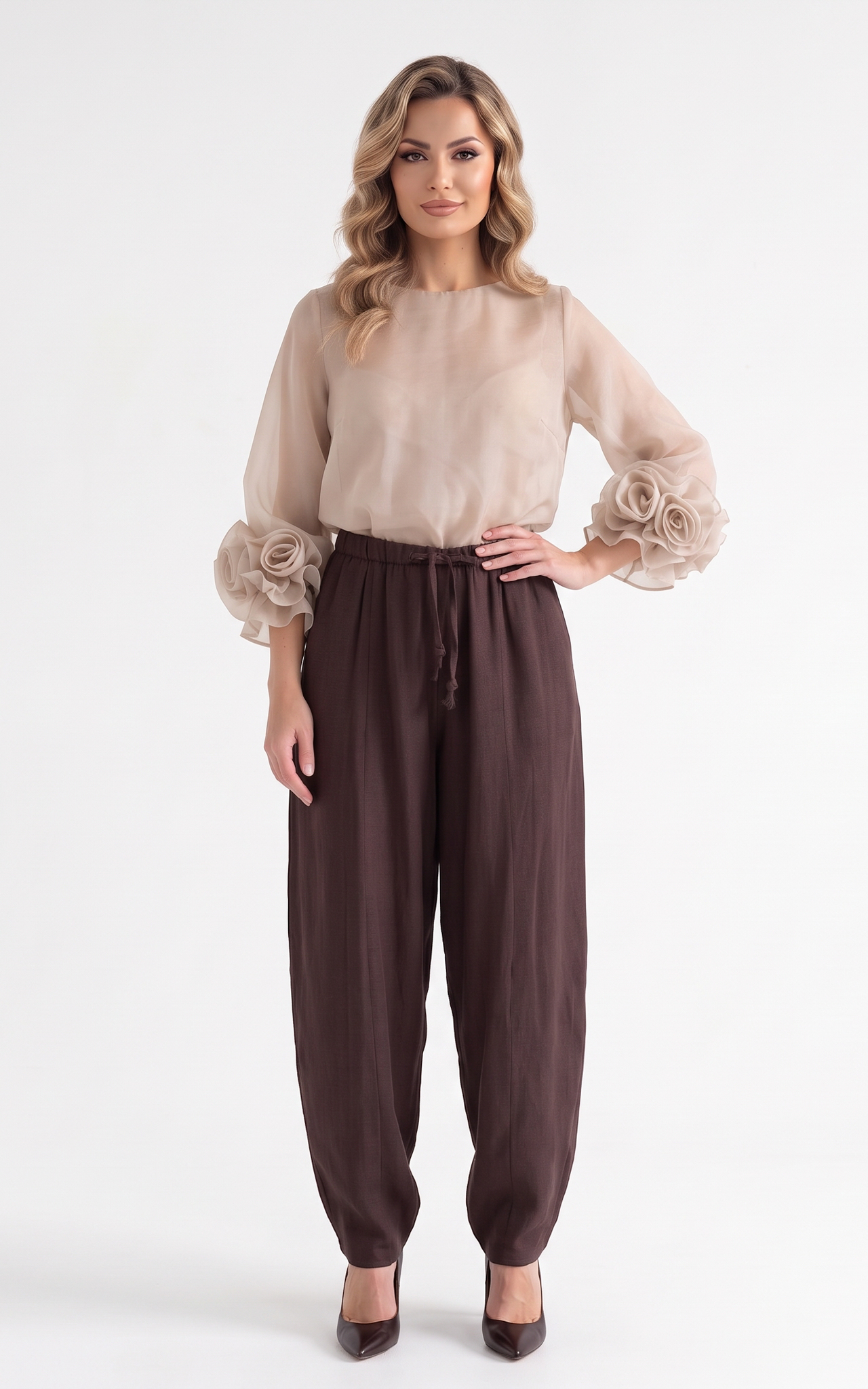 Pantaloni de bumbac Islah maro [2]