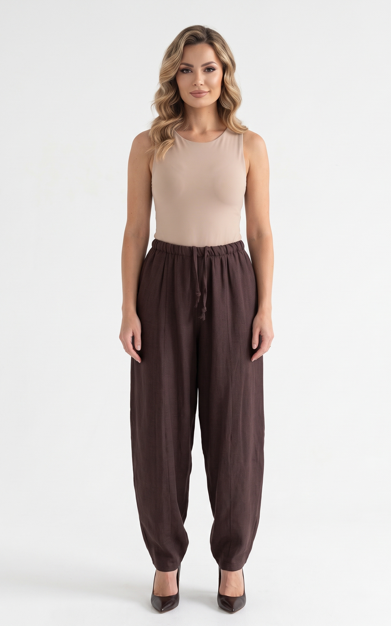 Pantaloni de bumbac Islah maro [3]