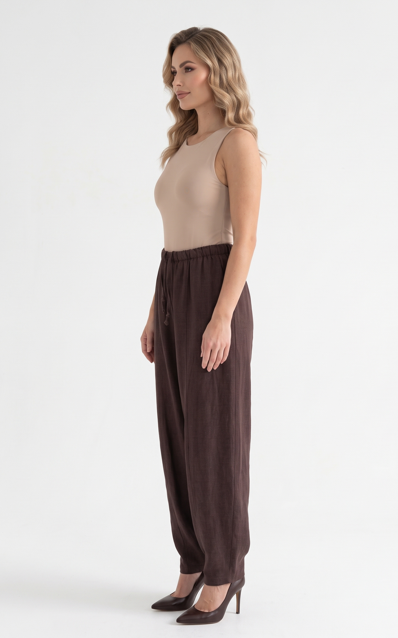 Pantaloni de bumbac Islah maro [4]