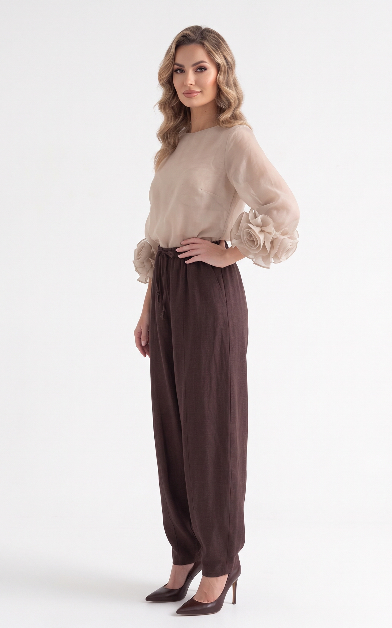 Pantaloni de bumbac Islah maro [5]