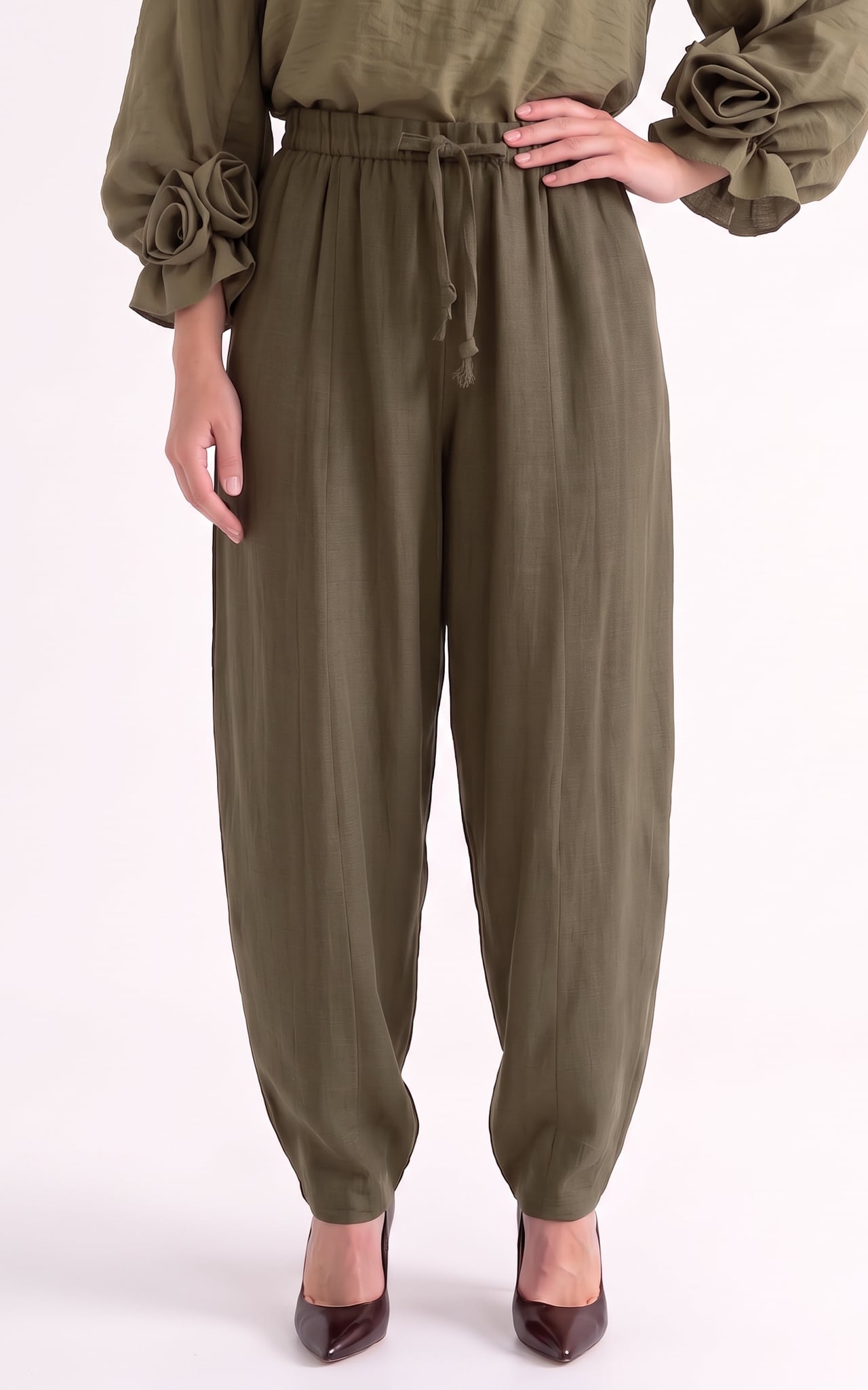 Femei - Pantaloni de bumbac Islah kaki