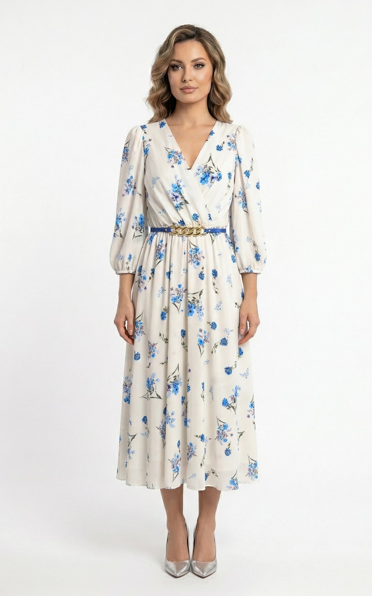 Rochii fabricate in Romania - Rochie Goddess midi alba