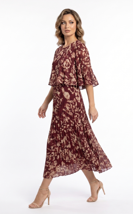 Rochie din voal elastic Ginny midi bordo - Contessa [2]