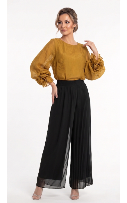 Bluza din batist cu trandafiri Genevie camel [2]