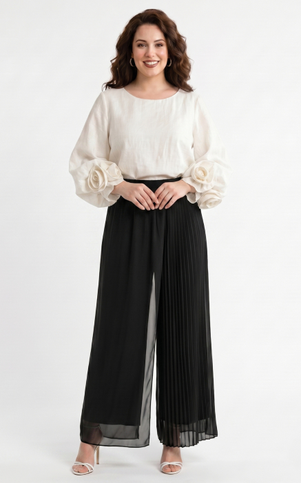 Bluza din batist cu trandafiri Genevie crem [4]