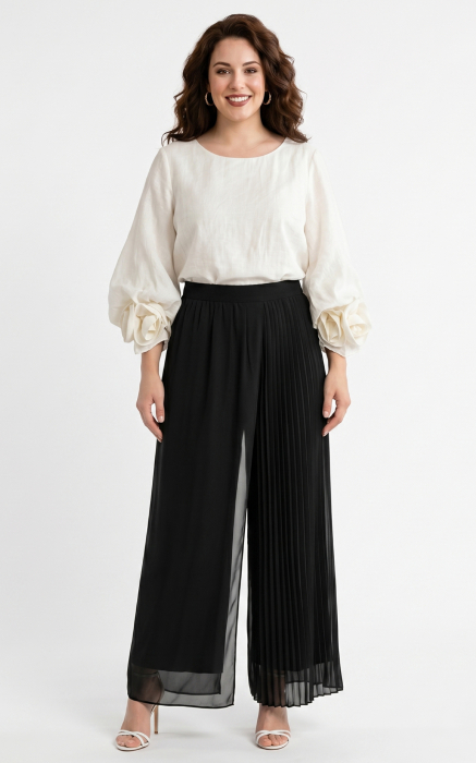 Bluza din batist cu trandafiri Genevie crem [2]