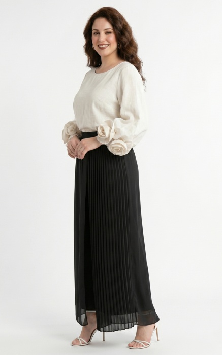 Bluza din batist cu trandafiri Genevie crem [3]