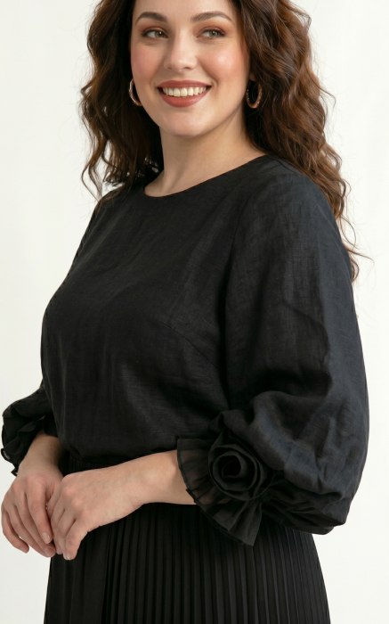 Bluza din batist cu trandafiri Genevie neagra [4]