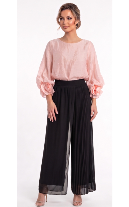 Bluza din batist cu trandafiri Genevie pudra [2]