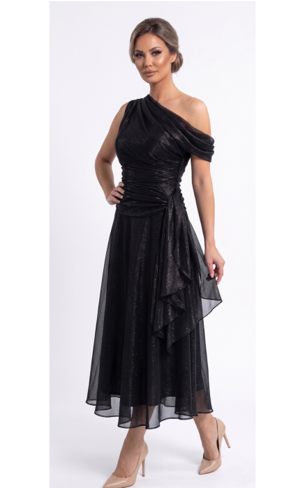 Compleu din tafta lucioasa Heidi midi negru [3]