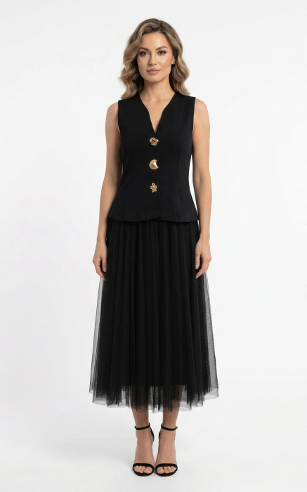 Fusta Gizelle midi neagra [2]