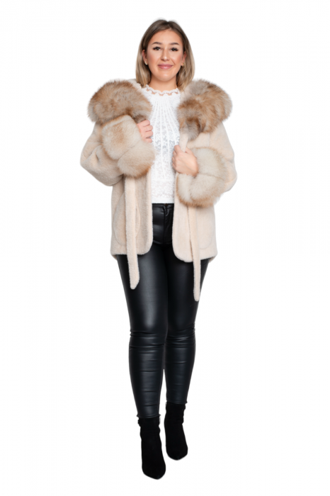 Jacheta de blană naturală Aphrodite crem [5]