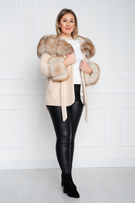 Jacheta de blană naturală Aphrodite crem [2]