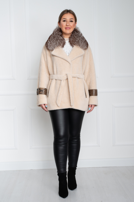 Jacheta de blană naturală Apolline crem [2]