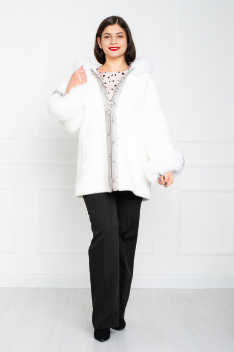 Jacheta de blană naturală Azalea scurta alba [2]