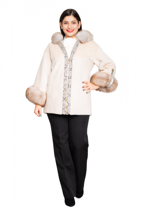 Jacheta de blană naturală Azalea scurta crem [5]