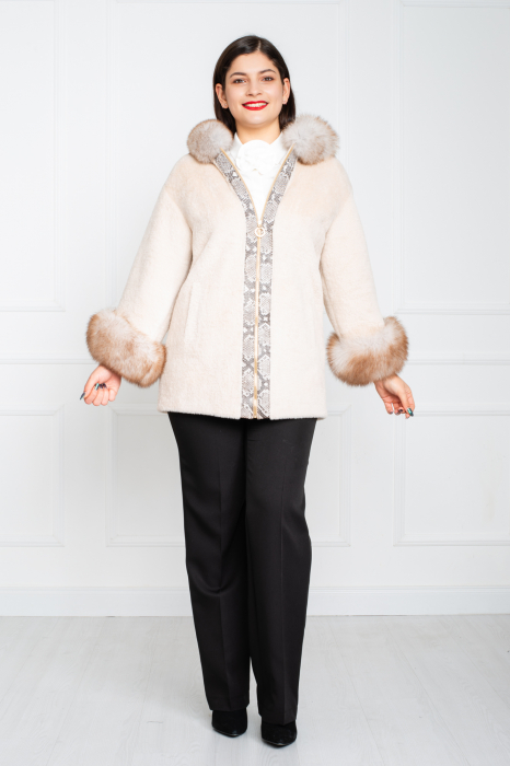 Jacheta de blană naturală Azalea scurta crem [2]