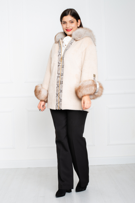 Jacheta de blană naturală Azalea scurta crem [3]