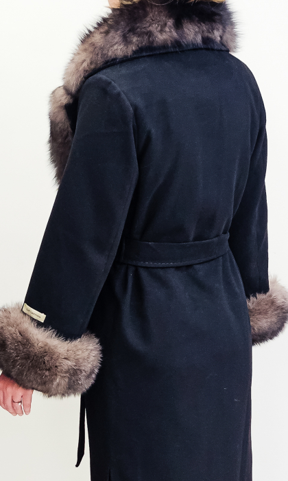 Palton de blană naturală și cașmir Edith negru [6]