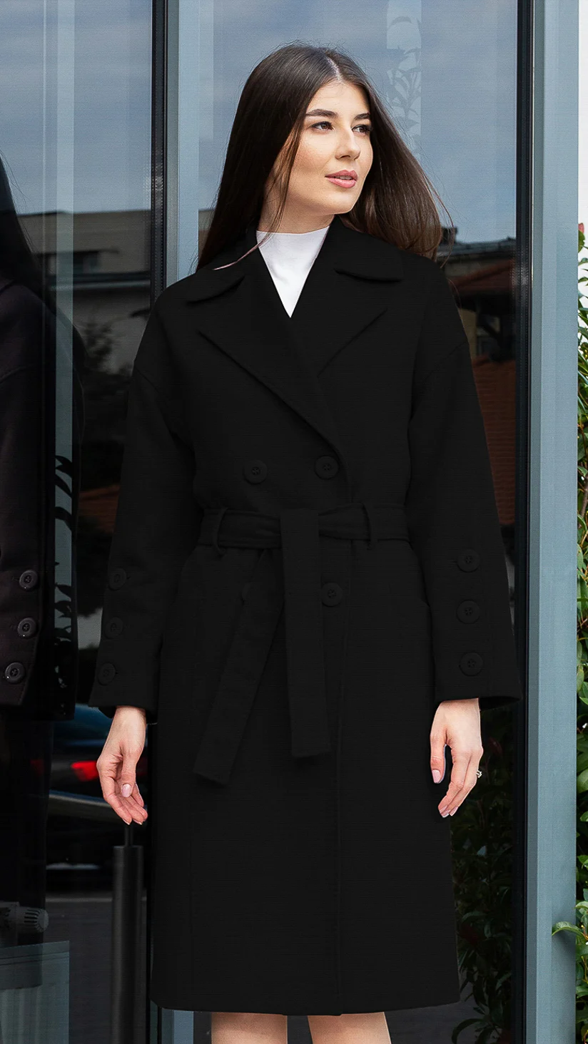 Palton de lână Sentierri 828 negru [3]