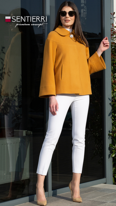 Palton de lână Sentierri 830 scurt bej [5]