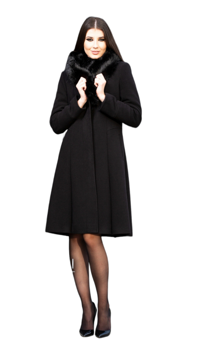 Palton de lână si blană vegană Sentierri 804 negru [3]