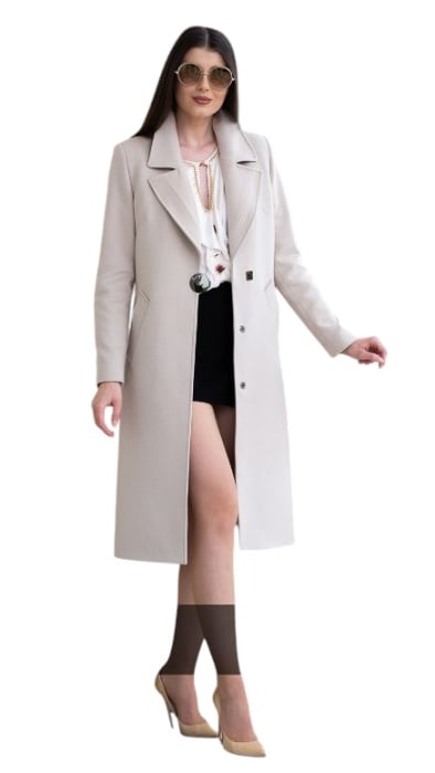 Palton de lână si blană vegană Sentierri 835 bej [5]