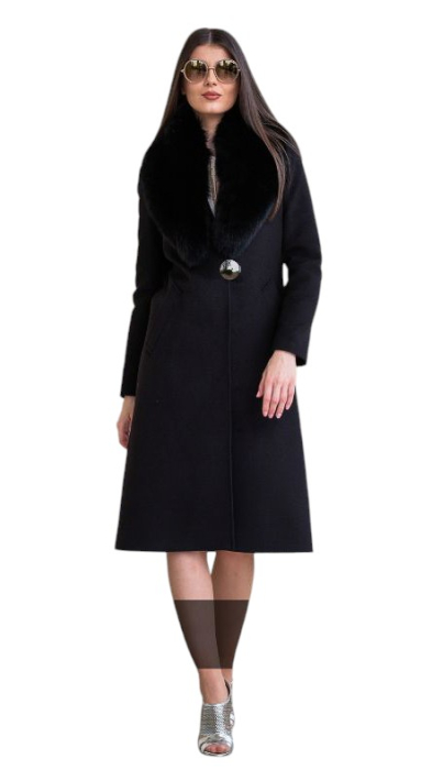 Palton de lână si blană vegană Sentierri 835 negru [6]