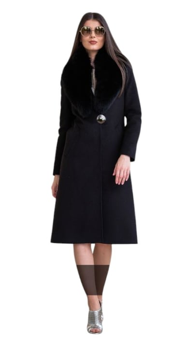 Palton de lână si blană vegană Sentierri 835 negru [6]