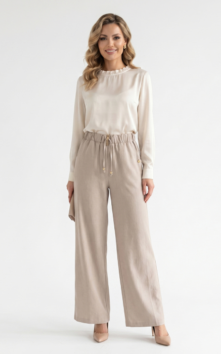 Pantaloni din in Haddie bej [2]