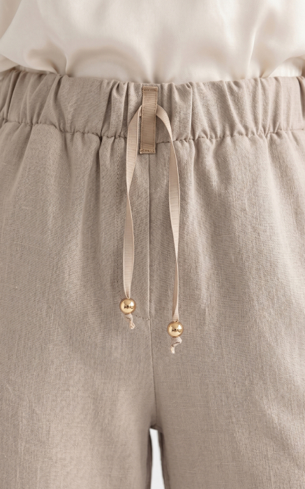 Pantaloni din in Haddie bej [4]
