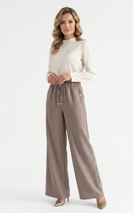 Pantaloni din in Haddie cappuccino [2]