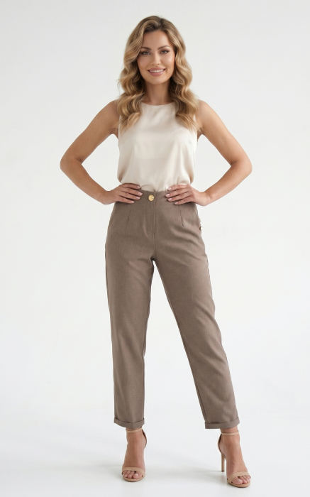 Pantaloni din in Honey cappuccino [2]