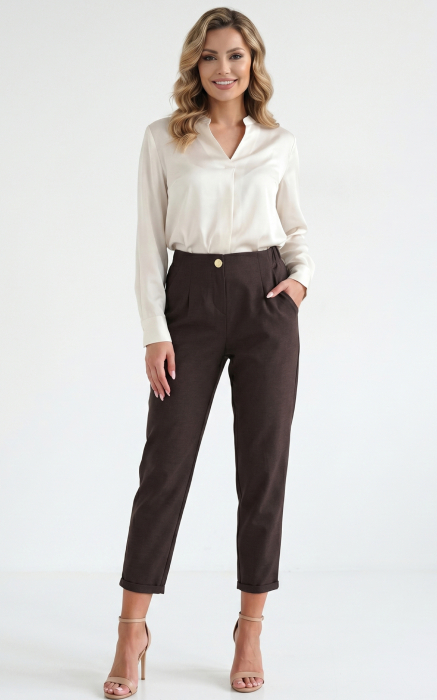 Pantaloni din in Honey maro [2]