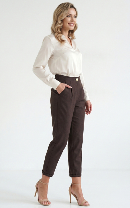 Pantaloni din in Honey maro [3]