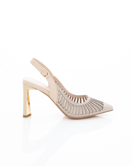 Pantofi Eleganti de piele naturala Epica 3615 - 9.5 cm  bej [3]