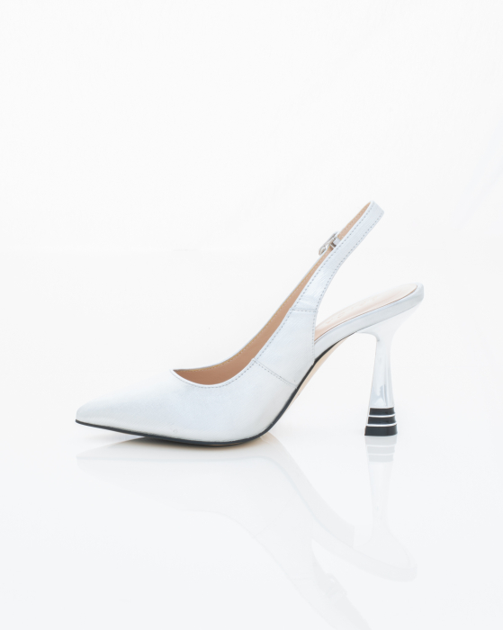 Pantofi Eleganti de piele naturala Epica 3619 - 8.5 cm argintii [5]