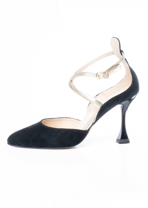 Pantofi de piele naturala Emis 534 negru-gold [9]