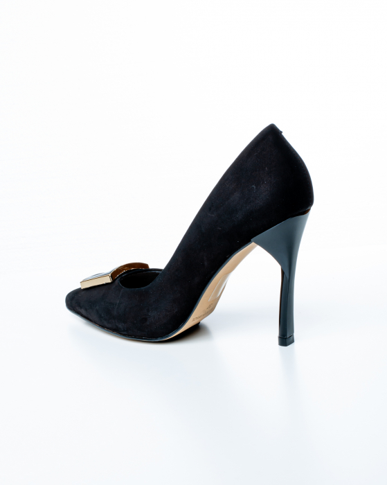 Pantofi de piele naturala Epica 1425 - 9 cm  negri [7]