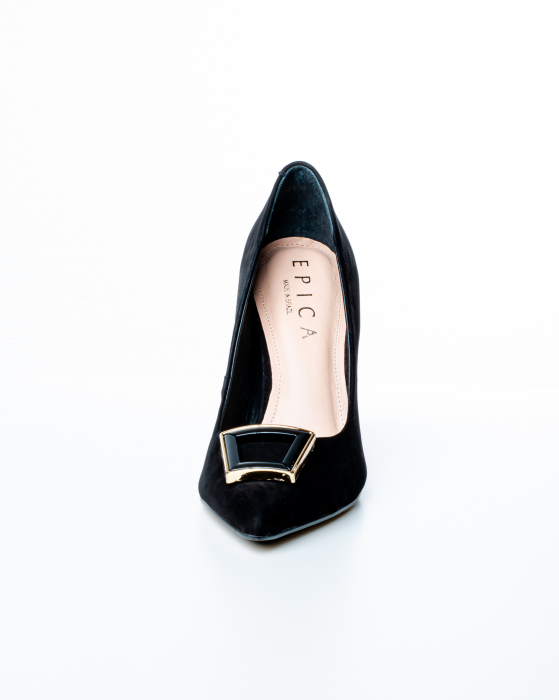 Pantofi de piele naturala Epica 1425 - 9 cm  negri [2]