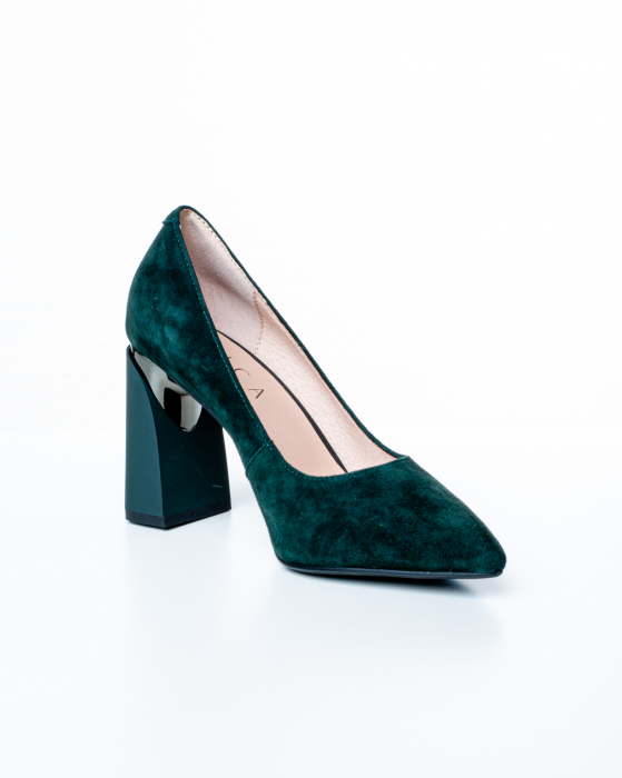Pantofi de piele naturala Epica 1489 - 9 cm  verzi [3]