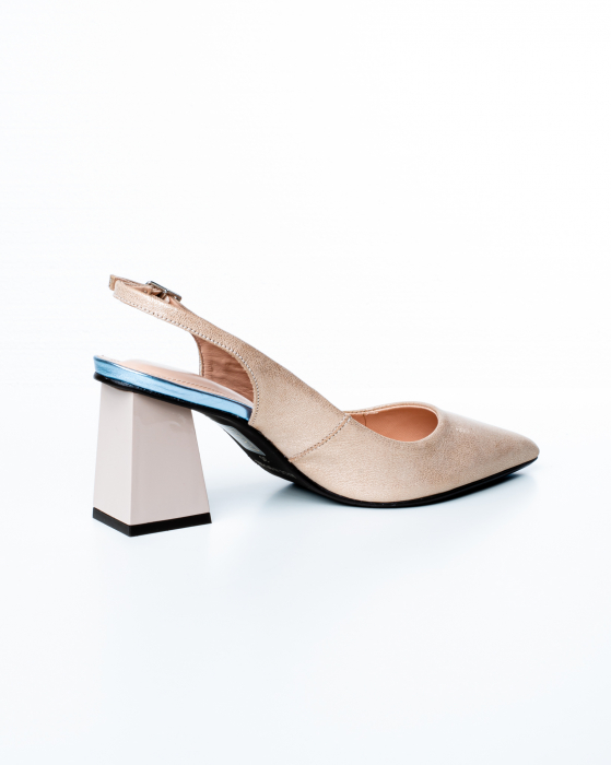 Pantofi de piele naturala Epica 2459 - 7 cm  bej [5]