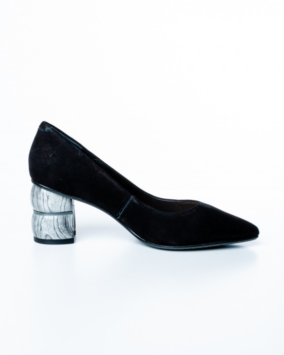 Pantofi de piele naturala Epica 2460 - 6 cm  negri [4]