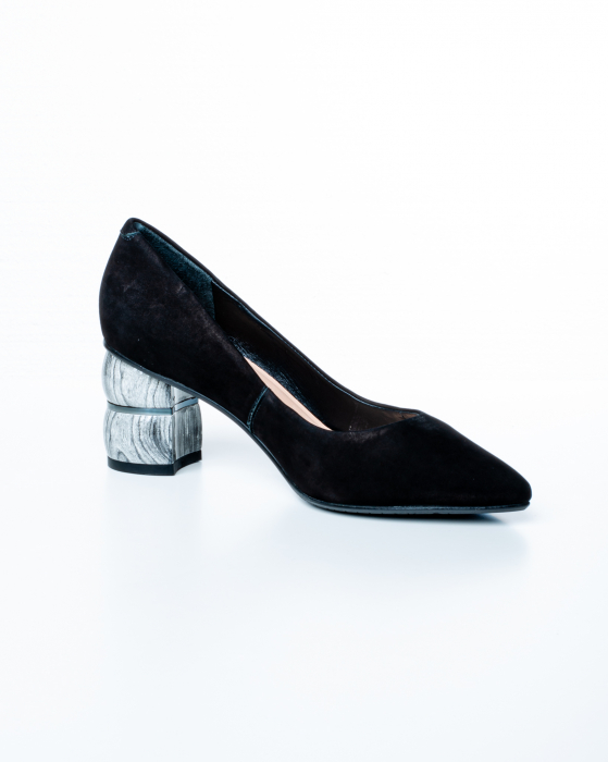 Pantofi de piele naturala Epica 2460 - 6 cm  negri [3]