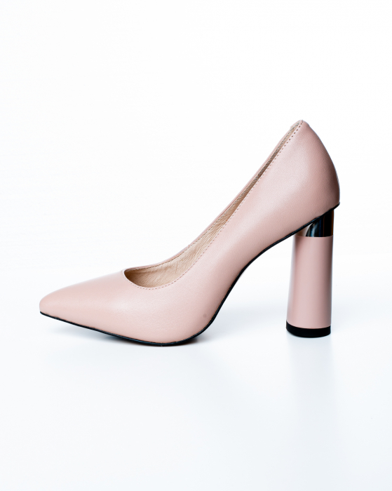 Pantofi de piele naturala Epica 2651 - 9 cm  pudra [8]