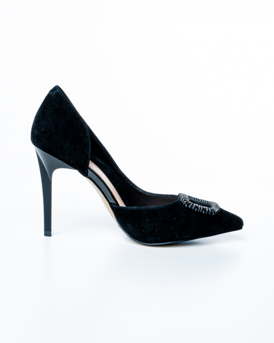 Pantofi de piele naturala Epica 3000 - 10 cm  negri [4]